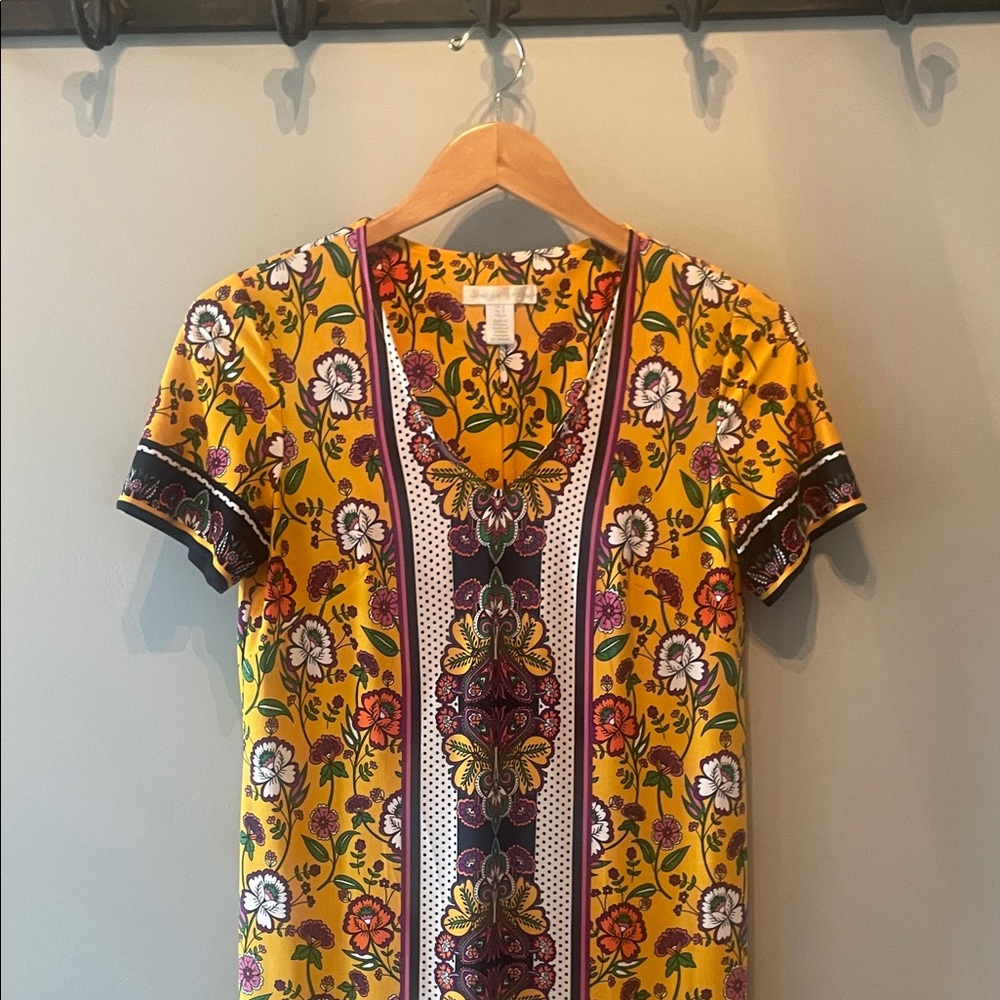London‎ Times Yellow Floral Midi Dress size 4